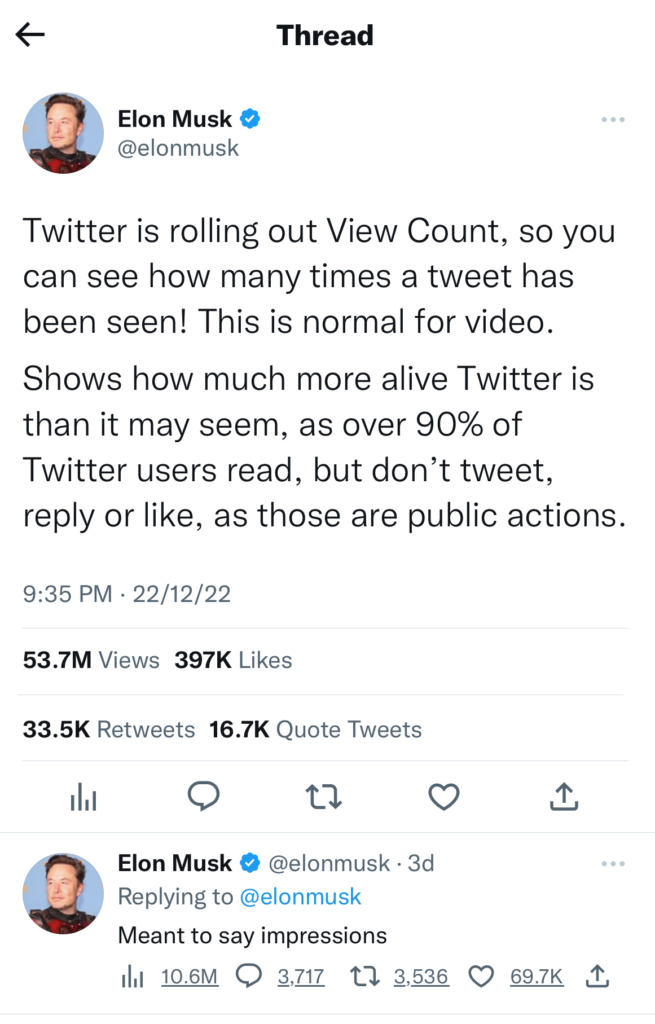 Twitter updates the "public view counts"